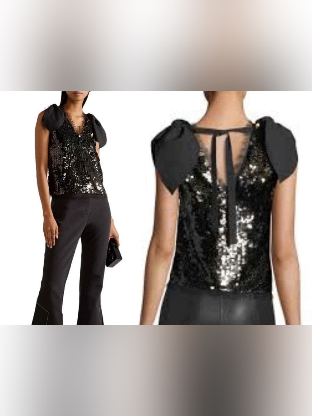 NWT Rejina Pyo Sequin Bow Top XS